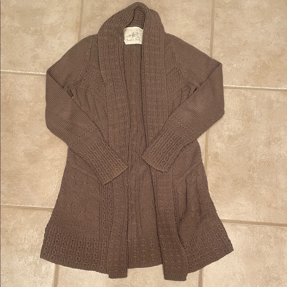 Anthropologie Angel Of The North Chocolate Open Knit Cardigan
